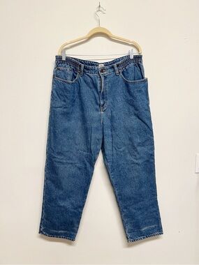 LL Bean Womens Medium Wash Original Fit Relaxed Fully Flannel Lined Jean Size 18